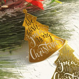 30pcs Gouden Merry Kerstboom Multi-gebruik Scrapbooking DIY Decoratie Party Uitnodiging Card Bericht Kaart