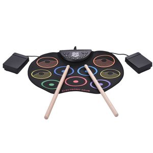 Elektronische Drum Kit Roll-Up Drum Set 9 Silicon Drum Pads Usb/Batterij Aangedreven Met Drumsticks Voet Pedalen voor Kinderen Kids