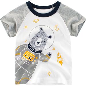 Kinderen Cartoon Beer Print T-shirt Korte Mouw Ronde Hals Trui Mode Jongens Top