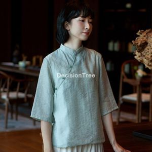 2022 Blouse Chinese Stijl Kostuum Soft Qipao Tops Camisa China Mujer Hanfu Overhemd Blouse Cheongsam Chiffon Blouse Oosterse Qipao
