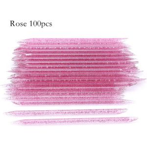 100Pcs Crystal Nail Art Cuticle Pusher Remover Double End Herbruikbare Nagels Care Pedicure Manicure Nagels Accessoires Gereedschap