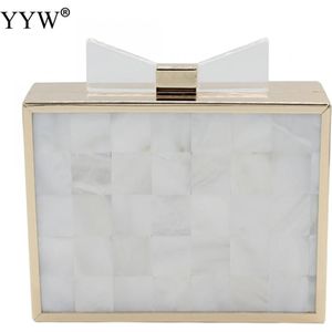 Acryl Luxe Vrouwen Avondtassen Metalen Patchwork Schoudertas Purse Party Bag wit Clutch Handtas Vrouwen Bruiloft Tas