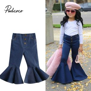 Kinderkleding Broek Baby Kinderen Kids Meisjes Dubbele Pocket Leuke Boot Cut Harembroek Broek Broek Meisje jeans