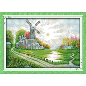 Windmolen Schuur Kruissteek Kit Lanscape Tuin 14ct 11ct Count Gedrukt Canvas Stiksels Borduurwerk Diy Handgemaakte Handwerken