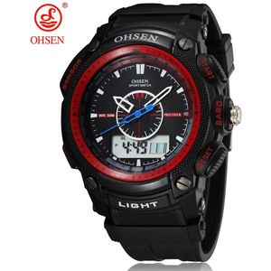 Ohsen Digitale Quartz Heren Mode Horloges Mannelijke Rubber Band Zilver Lcd Waterdichte Sport Cool Horloges Relogio Masculino