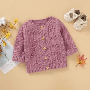 Baby Baby Meisjes Vest Trui Breien Lange Mouw Button Tops Jas Uitloper Warme Herfst Winter Outfit Kleding Roze Grijs