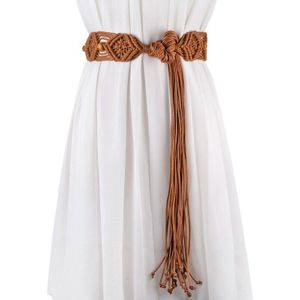 riemen voor vrouwen gebreide brede taille Wax touw Houten kralen Bohemian jurk vrouwen riem ceinture femme AD0385