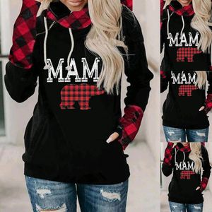 Vrouwen Hoodies Plaid Animal Print Capuchon Casual Sweatshirts Lange Mouw Modieuze SAL99