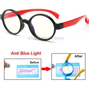 Kids Anti Blauw Licht Glazen Frame Kinderen TR90 Siliconen Optische Bril Jongen Meisje Flexibele Ronde Brillen Beschermende