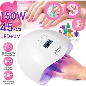 Led Lamp Nail Dryer 150W Led 45 Leds Uv Ice Lamp Droger Voor Drogen Gel Nagellak Auto sensor Timer Manicure Gereedschap