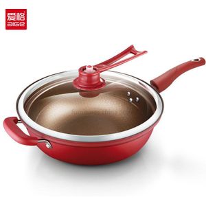 32 Cm Vacuüm Wok Non Stick Pan Geen Olie Rook Pot Ijzeren Pot Huishouden Keuken Inductie Fornuis Universele Pan