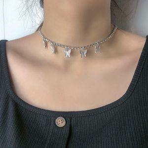 Verkoop Kpop Mode-esthetiek Kristallen Vlinder Hanger Ketting Voor Vrouwen Egirl Vrienden Chokers Wedding Party Sieraden