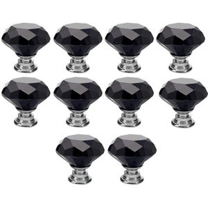 Jfbl Black 10 Stuks 30Mm Crystal Glass Kast Knoppen Diamant Vorm Lade Keukenkasten Dresser Kast Kledingkast Pulls hand