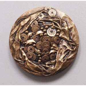 45mm HOTEI Boeddhistische monnik God van Tevredenheid & Geluk Bronzen Medaille Coin
