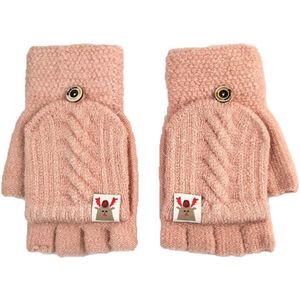 Winter Warm Verdikking Wollen Handschoenen Gebreide Flip Vingerloze Half-Vinger Handschoenen Wanten Vrouwen