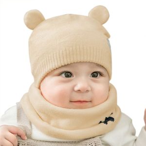 Baby Winter Caps Sjaal Suits Warm Gebreide Beanie Cap Leuke Cartoon Beer Beanie NOV99