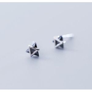 Mloveacc 925 Sterling Zilver Driehoek Zwart/Wit Cz Kristallen Oorbellen Voor Vrouwen Zilveren Sieraden