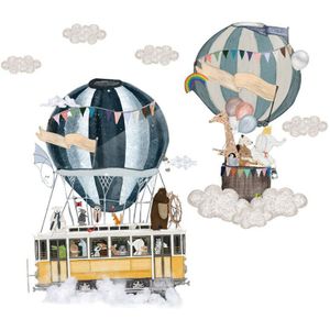 Voyage Air Ballon Muurstickers Dier Cartoon Behang Voor Woonkamer Kinderkamer Kinderkamer Kleuterschool Muur Decor