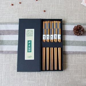 Japanse Stijl 5 Pairs Vis Patroon Bamboe Eetstokjes Voor Thuis Keuken Eettafel Benodigdheden