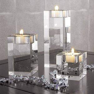 Kristallen Kandelaar Religieuze Glas Thee Wax Frame Romantische Bruiloft Vierkante Kandelaar Home Decoratie