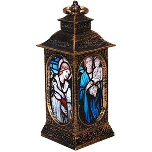 Kerst Led Lamp Ornamenten Religieuze Jesus Wind Licht Opknoping Lantaarn Decor M0XD