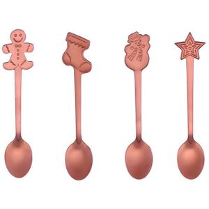 4 Stks/set Rvs Koffie Lepel Kerstcadeaus Koffie Lepels Set Ijs Dessert Drinken Thee Lepel Kerst Servies