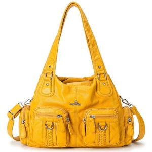 Vrouwen Tas Europese Amerikaanse Mode Dames Schoudertas Wassen Zacht Leer Effen Kleur Vrouwelijke Handtas Messenger Bag