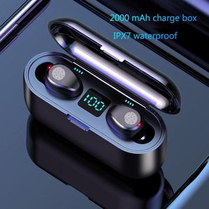 Draadloze Koptelefoon Bluetooth V5.0 F9 Tws Draadloze Bluetooth Hoofdtelefoon Led Display 2000Mah Opladen Doos Headsets Met Microfoon