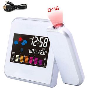 Tijd Projectie Digitale Wekker Led Display Snooze Wandklok Met Weerstation Thermometer Datum Display Usb Charger