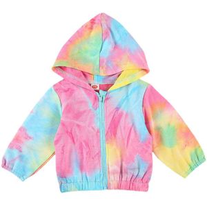 Focusnorm 0-24M Herfst Winter Baby Meisjes Jongens Jassen Tie-Dye Gedrukt Lange Mouwen Rits Capuchon outfits