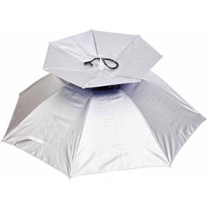 Zilver Waterdicht Anti-Uv Paraplu Hoed Strand Hoofd Tent Zon Onderdak Draagbare 80Cm Zonnescherm Outdoor Camping Vissen Wandelen