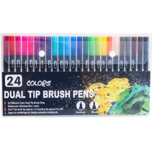 24 Kleur Vilt Tip Pen Kinderen Art Supplies Kalligrafieborstel Art Markers Schets Pen Belettering Manga Marker Aquarel Borstel Pen