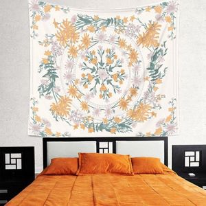 150X130cm Indische Mandala Tapestry, Bloem Psychedelische Tapijt Muur Opknoping Gooi Plant Print Gordijn