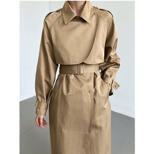 2022 En Najaar Vrouwen Mid-Length Trenchcoat Dunne Taille Modieuze Temperament Jas