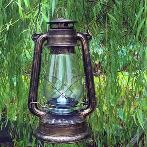 Retro Nostalgische Ijzeren Kerosine Lamp Draagbare Opknoping Lantaarn Outdoor Camping Licht (Brons)
