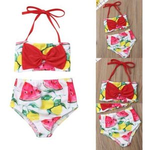 Kid Baby Meisjes Badpak Watermeloen Print Peuter Zomer Strik Badmode Beachwear 2 Stuks Sets Bikini Bathig Pak