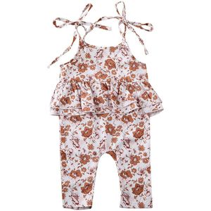 Baby Baby Meisje Kleding Ruffle Romper Jumpsuit Bloemen Outfit 0-24M