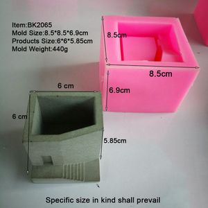 3D Kleine Huis Trappen Vormige Vetplant Vaas Craft Mould Beton Cement Potten Siliconen Mal Maken Kaars Zeep Tool