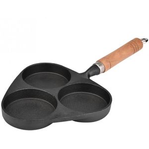 Non-stick Pan Gietijzeren Koekenpan Omelet Pot Drie Gat Ei Hamburger Ongecoat Pan