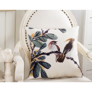 Amerikaanse Land Stijl Bloem Vogels Katoen Linnen Kussenslopen Decoratieve beddengoed kussens gevallen woondecoratie kussensloop 45*45 cm