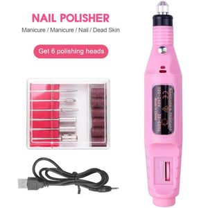 Elektrische Manicure Nail Boren Kit Verwijder Poolse Pedicure 6Pcs Nail File Schuurbanden Machine Nail Art Pen Apparaat Apparatuur # F2