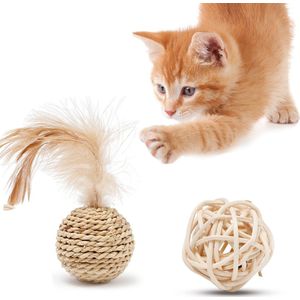 Huisdier Speelgoed Kat Touw Geweven Ballen Met Bel Speelgoed Kat Rotan Geluid Ballen Voor Kat Kitten