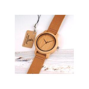 Bobo Vogel Liefhebbers Houten Horloges Voor Vrouwen Mannen Lederen Band Bamboe Paar Casual Quartz Horloges Oem Als