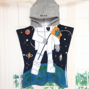 Kids Katoenen Badjassen Cartoon Mermaid Astronaut Walvis Hooded 100% Katoen Handdoek 2-6 T Kids Badjas Meisjes Jongens zwemmen Strandlaken
