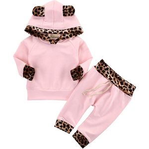Pasgeboren Schattige Baby Kleding Voor Kinderen Meisjes Luipaard Set Bebek Hooded Sweatshirt Tops + Broek Outfits Trainingspak Kinderen Kleding Set