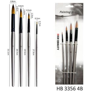 4 Stuks Houten Handvat Nylon Haar Zilveren Verf Pen Kunst Levert Olieverf Penselen Aluminium Buis Art Kwast