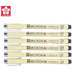 6 Stks/partij Pigma Sakura Micron Pen Set Waterdichte Fine Liner Marker Pen Schilderij Tekening Sketch Markers Artistieke Cartoon