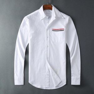 19ss Mannen Oxford Klassieke Kleurrijke Gestreepte Mode Katoen Casual Shirts Shirt Pocket Lange Mouwen Top M 2XL # M56