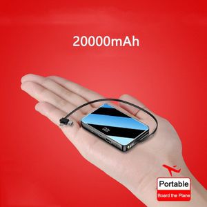 20000Mah Power Bank Draagbare Oplader 2.1A Powerbank Mirror Screen Usb Type C Mini Poverbank