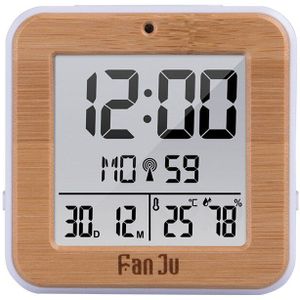 Fanju Digitale Wekker Led Dcf Radio Dual Alarm Automatische Backlight Elektronische Temperatuur Vochtigheid Tafel Tijd Kantoor
